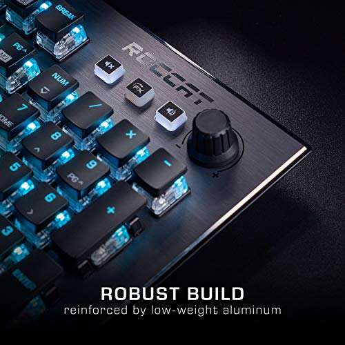 ROCCAT Vulcan 100 AIMO Mechanical PC Gaming Keyboard, RGB Lighting, Silent, Per Key LED Illumination, Brown Switches, Aluminum Top Plate, Silver