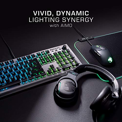 ROCCAT Vulcan 100 AIMO Mechanical PC Gaming Keyboard, RGB Lighting, Silent, Per Key LED Illumination, Brown Switches, Aluminum Top Plate, Silver