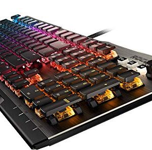 ROCCAT Vulcan 100 AIMO Mechanical PC Gaming Keyboard, RGB Lighting, Silent, Per Key LED Illumination, Brown Switches, Aluminum Top Plate, Silver