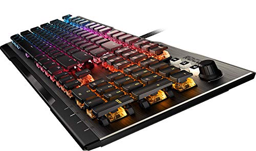 ROCCAT Vulcan 100 AIMO Mechanical PC Gaming Keyboard, RGB Lighting, Silent, Per Key LED Illumination, Brown Switches, Aluminum Top Plate, Silver