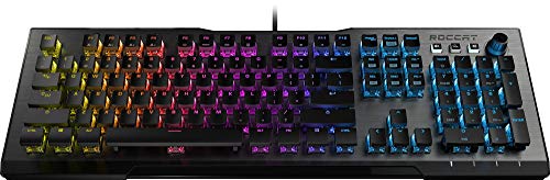 ROCCAT Vulcan 100 AIMO Mechanical PC Gaming Keyboard, RGB Lighting, Silent, Per Key LED Illumination, Brown Switches, Aluminum Top Plate, Silver