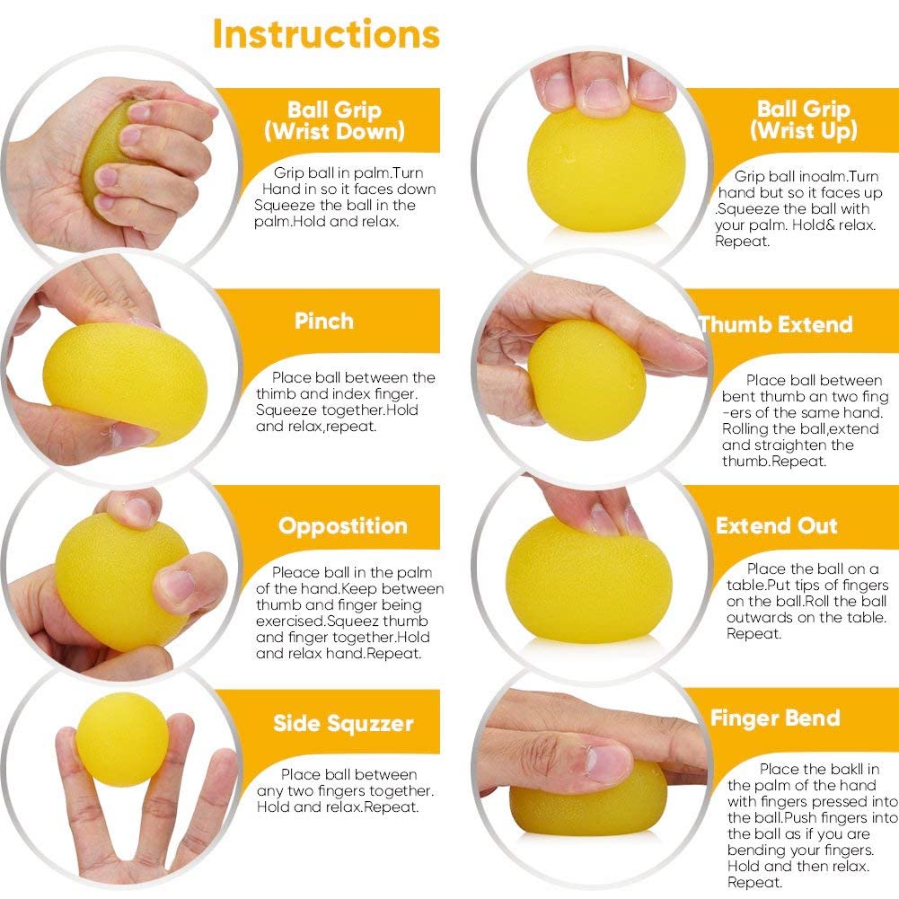 FMELAH 3 Resistance Levels Physical Therapy Hand Exercise Ball Stress Relief Balls Set Squeeze Balls Kits for Hand Finger Wrist Muscles Arthritis Hand Grip Strength Trainer