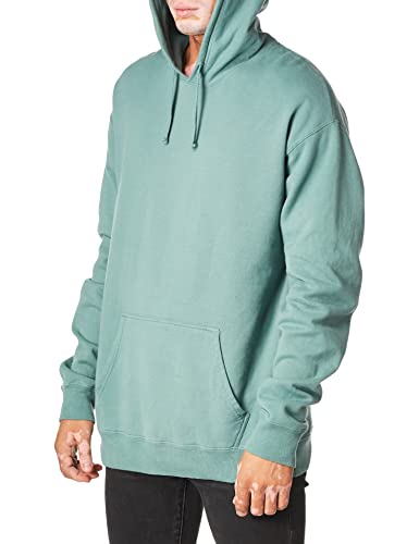 Hanes Mens Originals Fleece Hoodie, Garment Dyed Sweatshirt, Unisex Pullover Hooded, Cypress Green, Large US