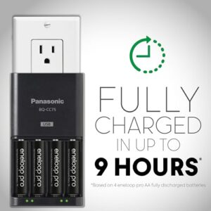 Panasonic K-KJ75K3A4BA Advanced Battery Charger with USB Charging Port and 4AAA eneloop pro High Capacity Rechargeable Batteries