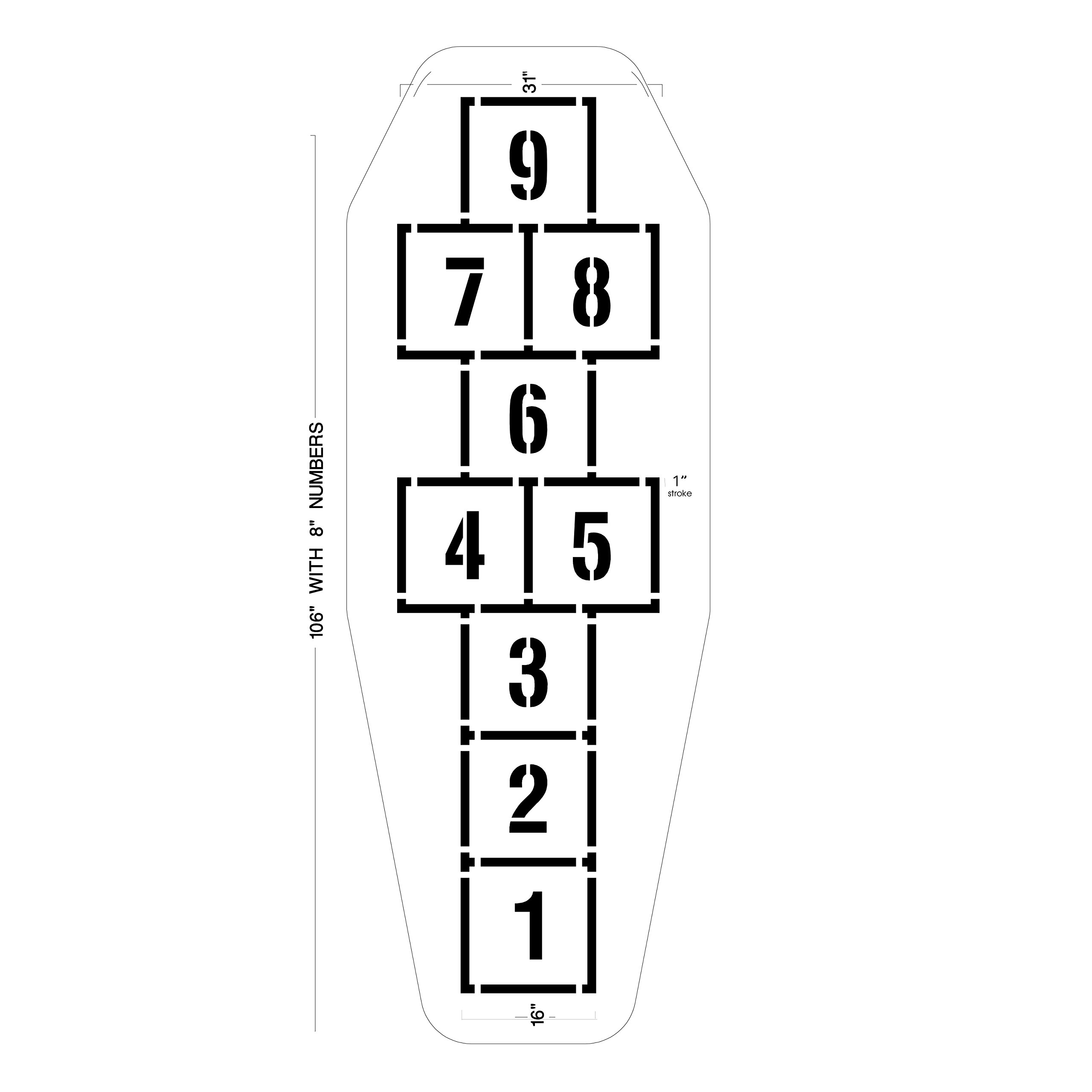 PolyTough Standard Hopscotch Stencil - 1/8"