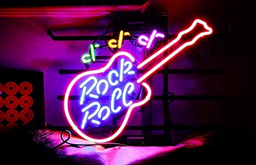 XPGOODUSA guitar-music- Neon Sign17”×13” for Home Bedroom Garage Decor Wall Light, Striking Neon Sign for Bar Pub Hotel Man Cave Recreational Game Room