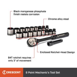 Crescent 20 Piece X10 3/8" Drive 6 Point Standard SAE/Metric Mechanics Tool Set - CSWS38B