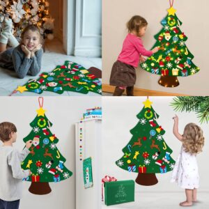 3ft DIY Lighted Felt Christmas Tree Set Plus Snowman Advent Calendar - Xmas Decorations Wall Hanging 33 Ornaments Kids Gift with String Light (Batteries Not Included)