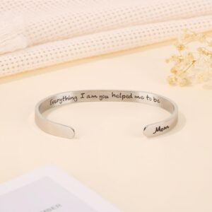 JoycuFF Mothers Day Gifts, Birthday Gifts for Mom, Christmas Gift for Mother Mom Mama Mum Mommy Gratitude Bracelet Present Encouragement Cuff Bangle Engraved