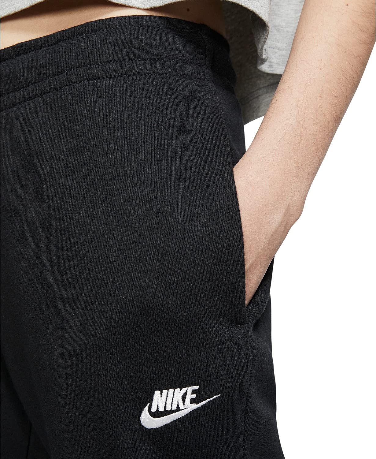 Nike Women's NSW Regular Pant Varsity, Black/Black/White, Large