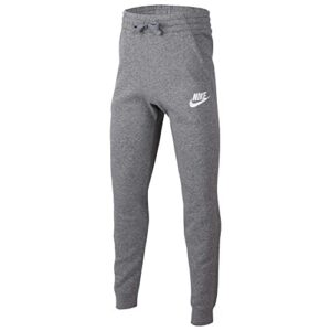 nike boy's nsw club jogger fleece pant, carbon heather/cool grey/white, medium