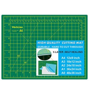 worklion full 9" x 12" art self healing pvc cutting mat, double sided, gridded rotary cutting board for craft, fabric, quilting, sewing, scrapbooking project…