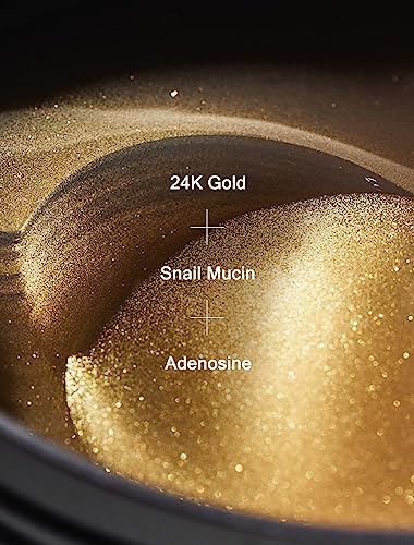 MIZON 24K Gold and Snail Mucin Hydrogel Patches (30 pairs) for Puffy Eyes, Dark Circles, Under Eye Bags, Anti-Wrinkle, Moisturizing