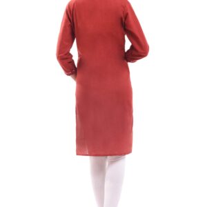 Indian Women's Plain Cotton Kurti Red Top By Chichi, XX-Large