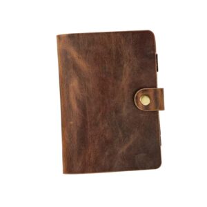 Personalized refillable 6 ring rustic leather A6 journal cover with pen holder, unique leather A6 refill planner binder sketchbook NA605SS