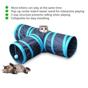 PETFAVORITES 24 Cat Toys Kitten Catnip Toys Variety Pack - 3 Way Tunnel, Interactive Wand, Fish, Mouse, Crinkle Balls, Kitty Chew Toys, Feather - Deluxe Toy Set for Christmas Birthday, Color Random