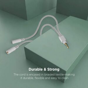 DUKABEL Headphone Splitter, AUX Splitter Cable for Headset Knitted 3.5mm Splitter 2-Way Audio Splitter Stereo Audio Y Cable Produces Equal Audio Output for Headphones Earphones Speakers Joy Series