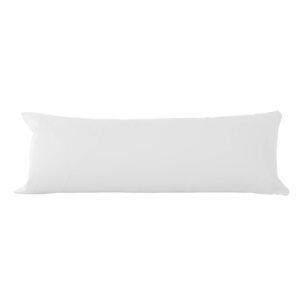 EVOLIVE New 300TC Thread Count 100% Cotton Body Pillow Cover/Case Replacement with Hidden Zipper Closure 21"x54" (White)