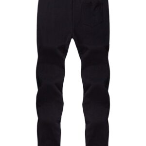 Yeokou Men's Casual Warm Sherpa Lined Elastic Waist Pant Trousers Joggers (Medium, Black-Ribbed Cuff)