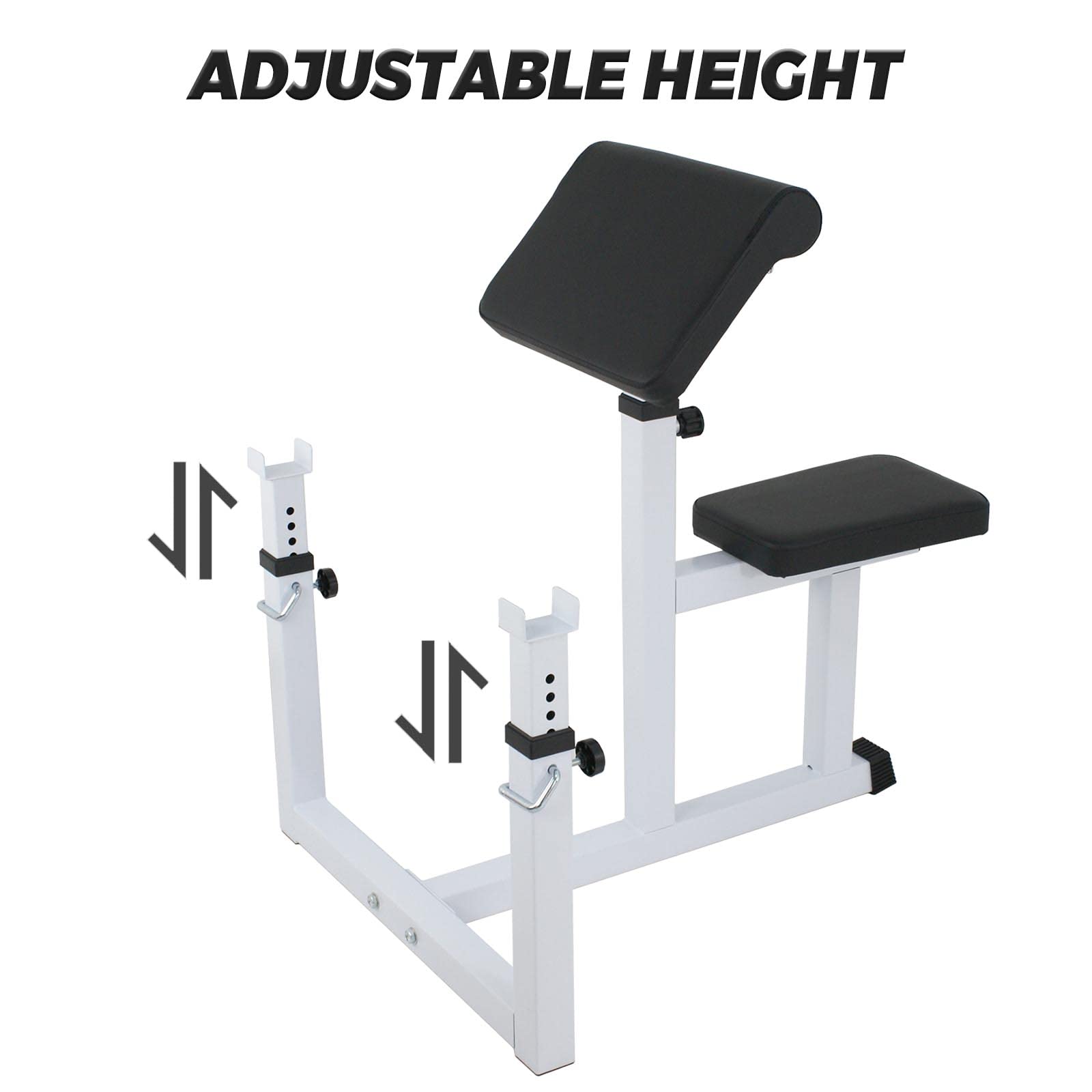 BBBuy Adjustable Arm Preacher Curl Bench Bicep Strengh Bench Seated Strenghthen Training Isolated Barbell Dumbell Biceps Station for Home Gym