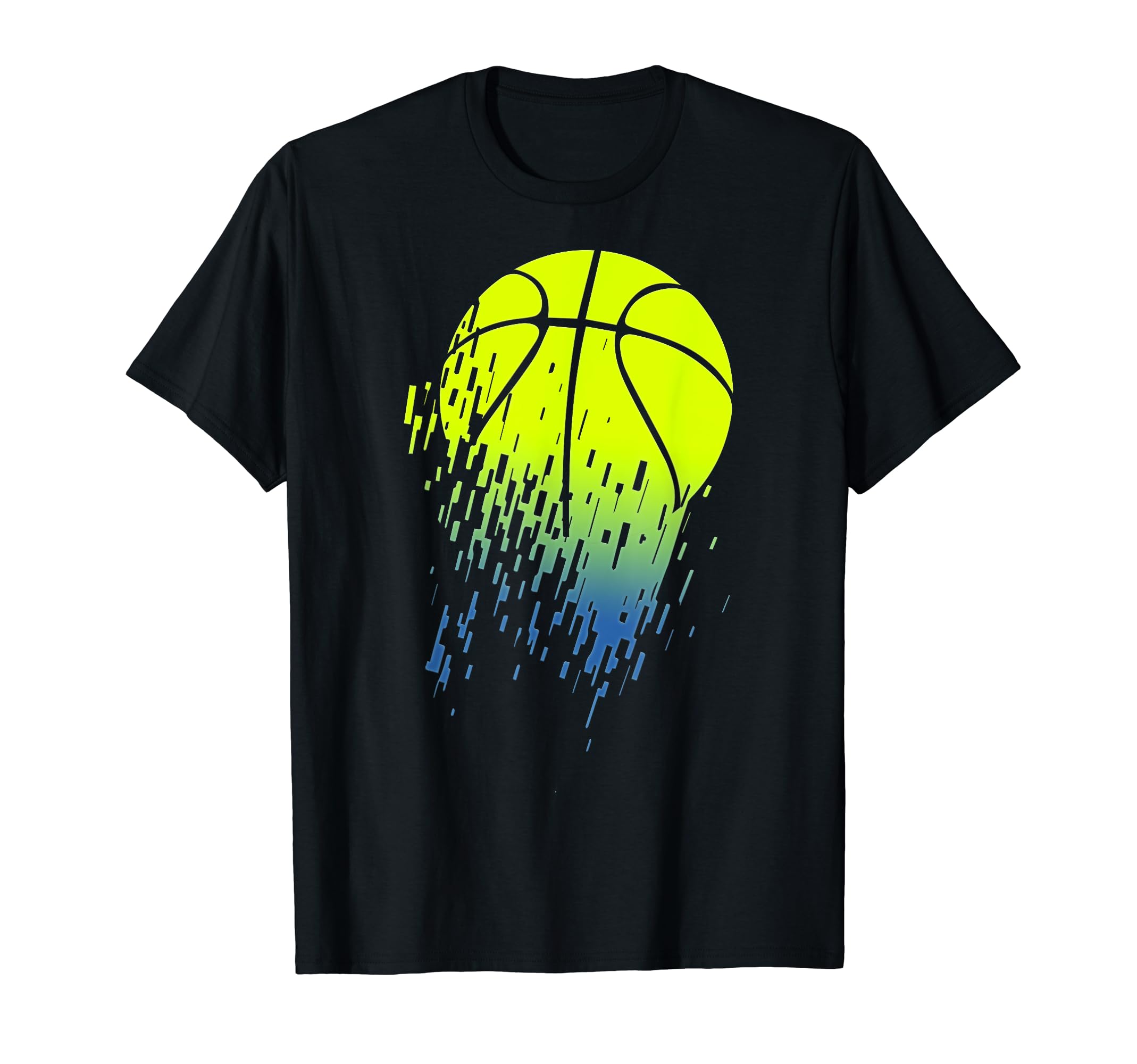 Disintegrating Neon Green Basketball Urban Graphic T-Shirt