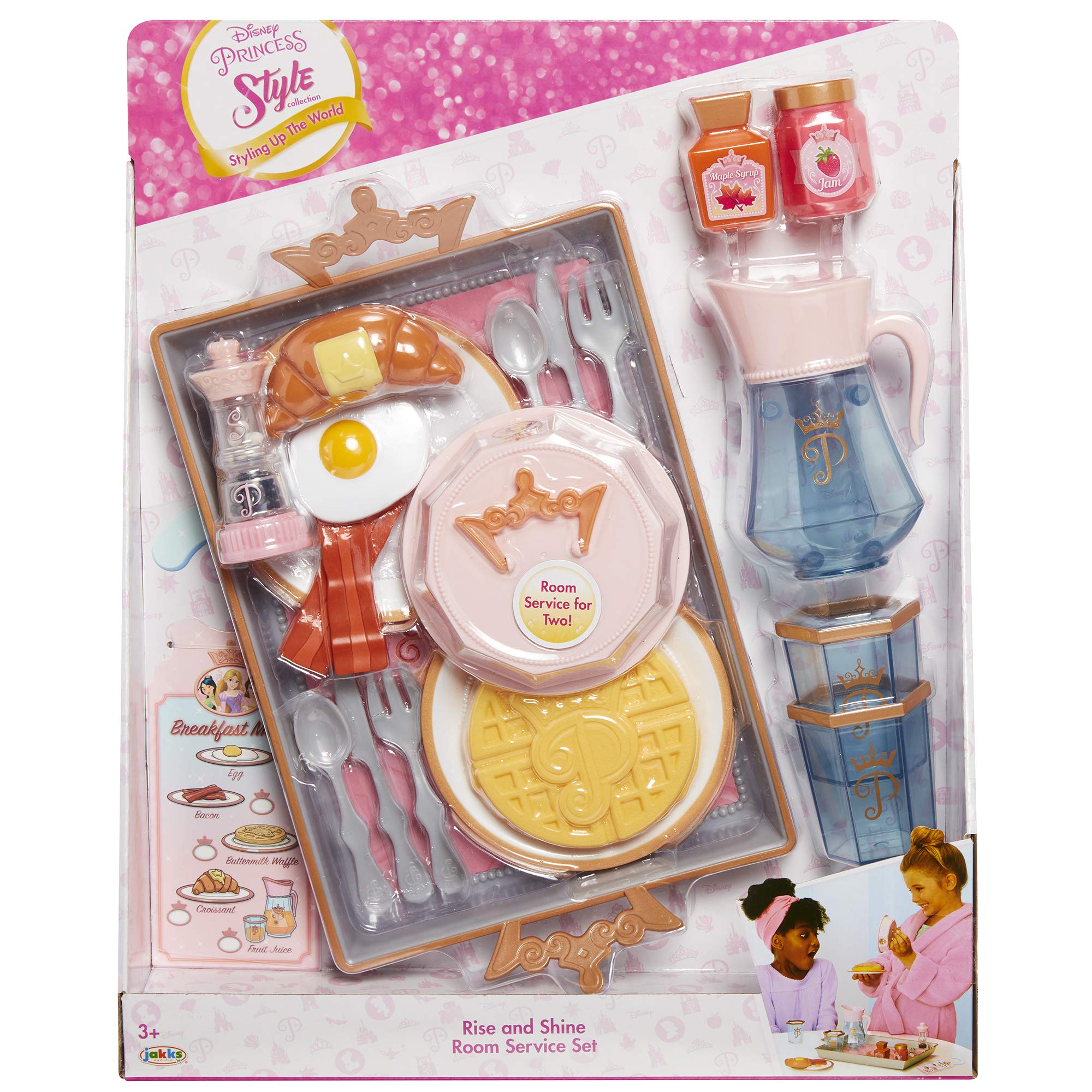 Disney Princess Style Collection Room Service Pretend Play Toy Set - with Serving Tray, Plate Cover, Pitcher & More for A Great Pretend Travel Experience - Girls Ages 3+