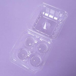 ONE MORE [25pcs] Clear Cupcake Boxes 4 Cavity Holder, Large 4 Compartment Muffin Containers Plastic Cupcake Carrier with Deep Dome 4" High Safe Eco-friendly Material (Clear, 25)