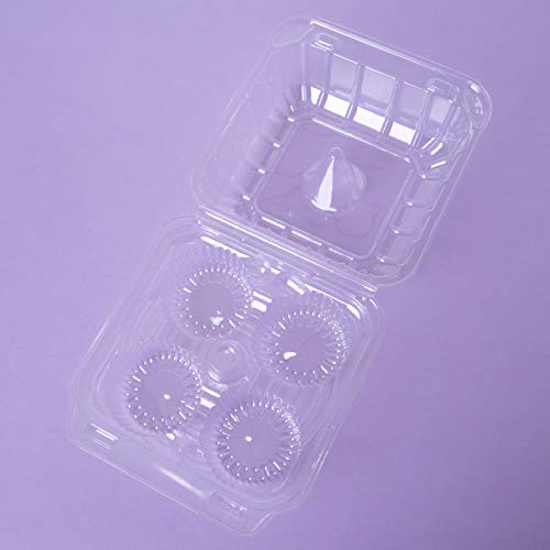 ONE MORE [25pcs] Clear Cupcake Boxes 4 Cavity Holder, Large 4 Compartment Muffin Containers Plastic Cupcake Carrier with Deep Dome 4" High Safe Eco-friendly Material (Clear, 25)