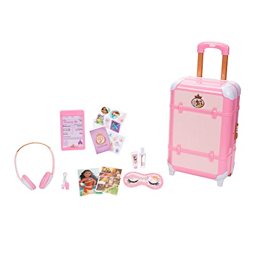 Disney Princess Travel Suitcase Play Set for Girls with Luggage Tag by Disney Princess Style Collection, 14 Pretend Play Accessories Pieces Including Travel Passport! For Ages 3+