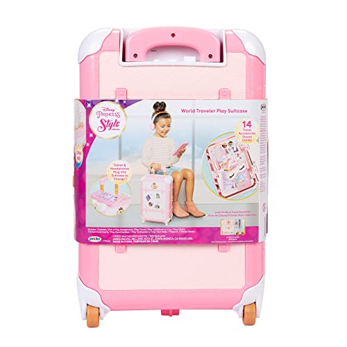 Disney Princess Travel Suitcase Play Set for Girls with Luggage Tag by Disney Princess Style Collection, 14 Pretend Play Accessories Pieces Including Travel Passport! For Ages 3+