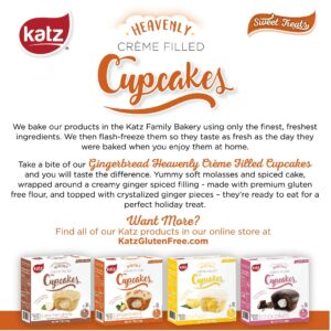 Katz Gluten Free Gingerbread Crème Filled Cupcakes | Dairy Free, Nut Free, Soy Free, Gluten Free | Kosher (1 Pack of 4 Crème Cupcakes, 7 Ounce)