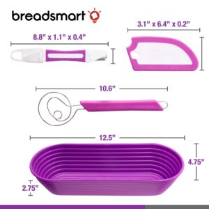 Breadsmart Artisan Bread Making Kit - 5PC Sourdough Bread Baking Supplies Set - Lame, Scraper, Whisk, Banneton Bread Proofing Basket & Cotton Liner