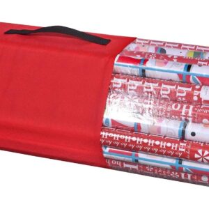 ProPik Wrapping Paper Storage Bag, Christmas Gift Wrap Organizer Stores Up to 24 Rolls 40 Inch, Heavy Duty Polyester plus PVC Clear Bag with Handles