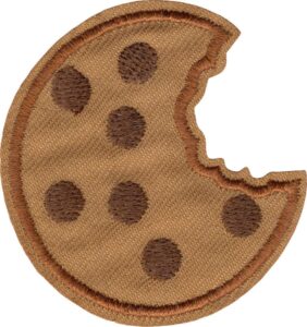 chocolate chip cookie with a bite taken out - cut out embroidered iron on or sew on patch