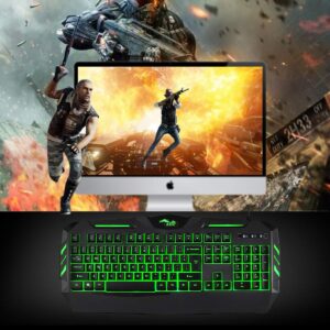 BAKTH 7 Colors LED Backlit Gaming Keyboard, Mechanical Feeling and Waterproof, Illuminated USB Wired Keyboard for Pro PC Gamer or Office