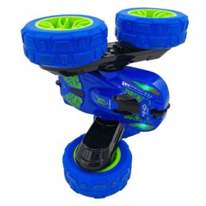 Threeking RC Stunt Car Remote Control Cars Toy with Lights Double-Sided Driving 360-degree Flips Rotating Cars Toys, Blue