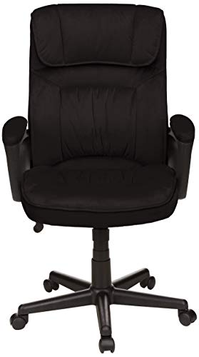 Amazon Basics Classic Office Desk Computer Chair - Adjustable, Swiveling, Ultra-Soft Microfiber, Lumbar Support, 28"D x 25"W x 43.5"H, Black