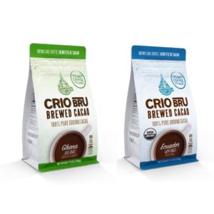 crio bru 2 pack 10 oz light roast bundle | organic healthy brewed cacao drink | great substitute to herbal tea and coffee | 99% caffeine free gluten free keto whole-30 honest energy (10oz (2 pack))