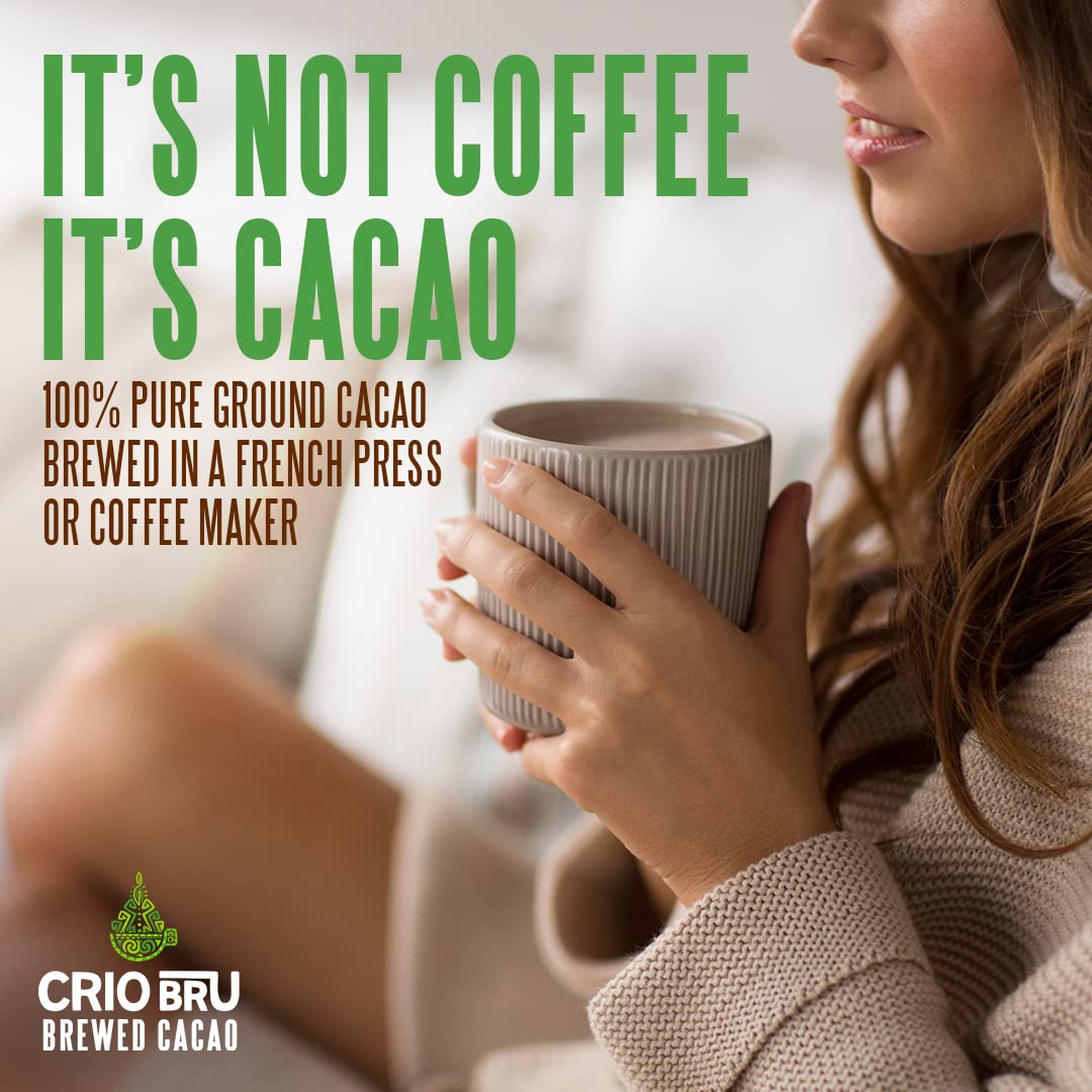 Crio Bru 2 Pack 24 oz French Roast Bundle | Organic Healthy Brewed Cacao Drink | Great Substitute to Herbal Tea and Coffee | 99% Caffeine Free Gluten Free Keto Honest Energy (24oz (2 Pack))