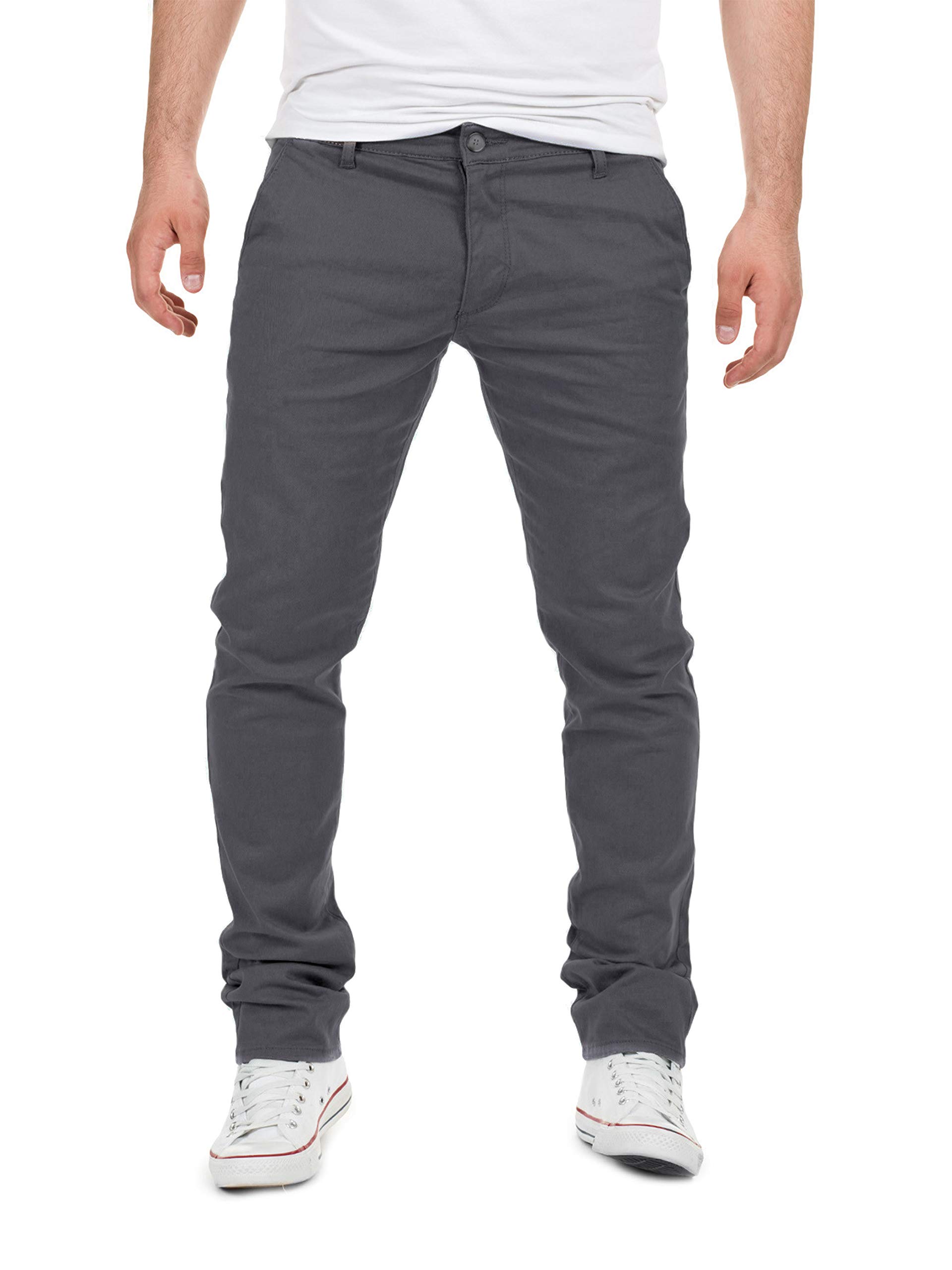 Yazubi Gray Chino Trousers Men Fabric Trousers Business Casual Dustin, Gray (Magnet 4R193901), W33/L34