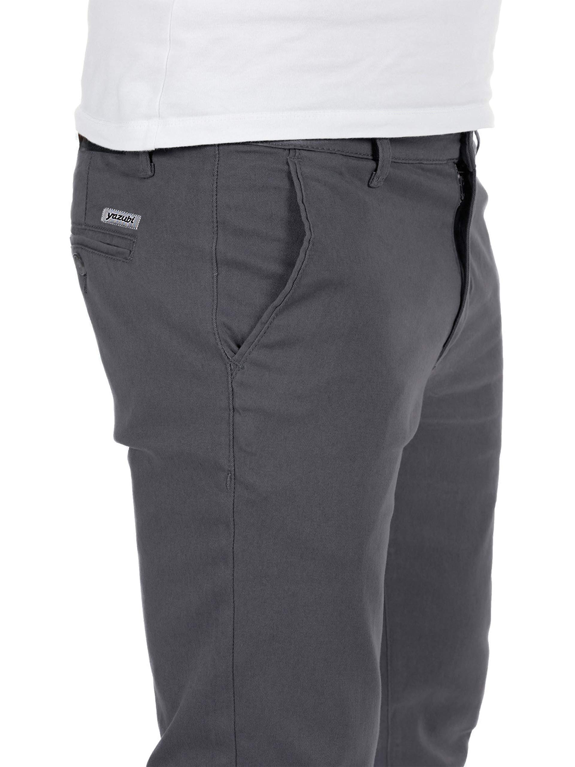 Yazubi Gray Chino Trousers Men Fabric Trousers Business Casual Dustin, Gray (Magnet 4R193901), W33/L34