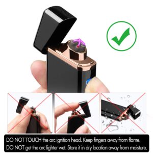 Lighter, Electric Arc Lighter USB Rechargeable Lighter Windproof Flameless Lighter Plasma Lighter with Battery Indicator (Upgraded) for Fire, Cigarette, Candle - Outdoors Indoors (S1700)