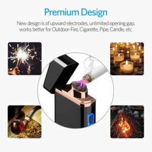 Lighter, Electric Arc Lighter USB Rechargeable Lighter Windproof Flameless Lighter Plasma Lighter with Battery Indicator (Upgraded) for Fire, Cigarette, Candle - Outdoors Indoors (S1700)