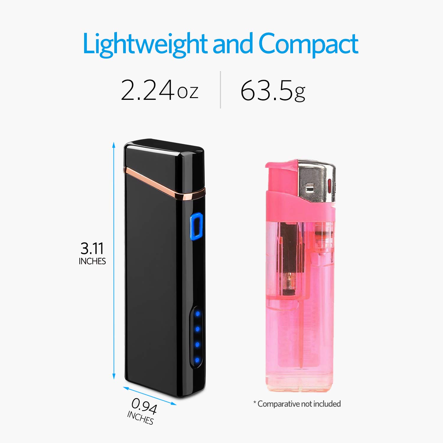 Lighter, Electric Arc Lighter USB Rechargeable Lighter Windproof Flameless Lighter Plasma Lighter with Battery Indicator (Upgraded) for Fire, Cigarette, Candle - Outdoors Indoors (S1700)