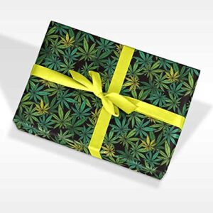 Gift Wrapping Paper Sheet, Hemp Theme Pattern, 2 Sheets - 7.5 sq. ft ea - Green Card Greetings