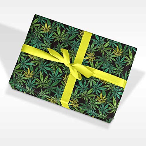 Gift Wrapping Paper Sheet, Hemp Theme Pattern, 2 Sheets - 7.5 sq. ft ea - Green Card Greetings