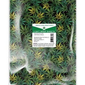 Gift Wrapping Paper Sheet, Hemp Theme Pattern, 2 Sheets - 7.5 sq. ft ea - Green Card Greetings