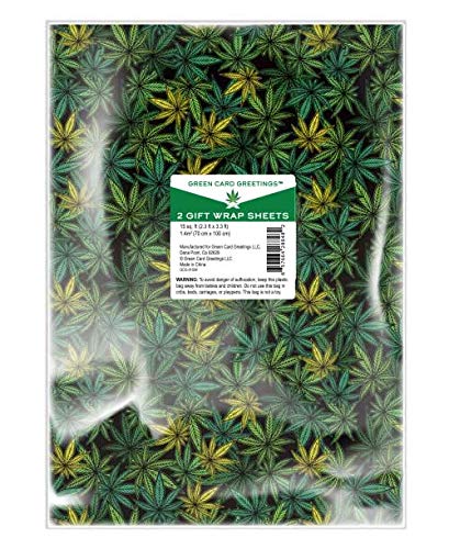 Gift Wrapping Paper Sheet, Hemp Theme Pattern, 2 Sheets - 7.5 sq. ft ea - Green Card Greetings