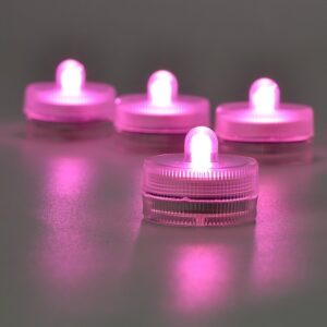 KITOSUN Submersible LED Lights cr2032 Battery Powered Underwater Waterproof LED Tea Light Candles for Events Wedding Centerpieces Vase Floral Xmas Holidays Home Decor Lighting(Pack of 12) (Pink)