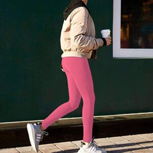 Baihetu Buttery Soft Leggings for Women-Regular and Plus Size Leggings with Inner Pockets -Yoga Pants Pink Large